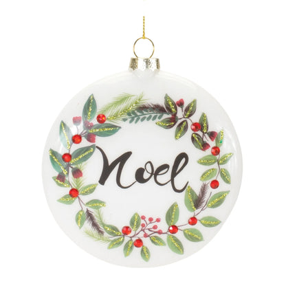 Peace and Noel Wreath Disc Ornament