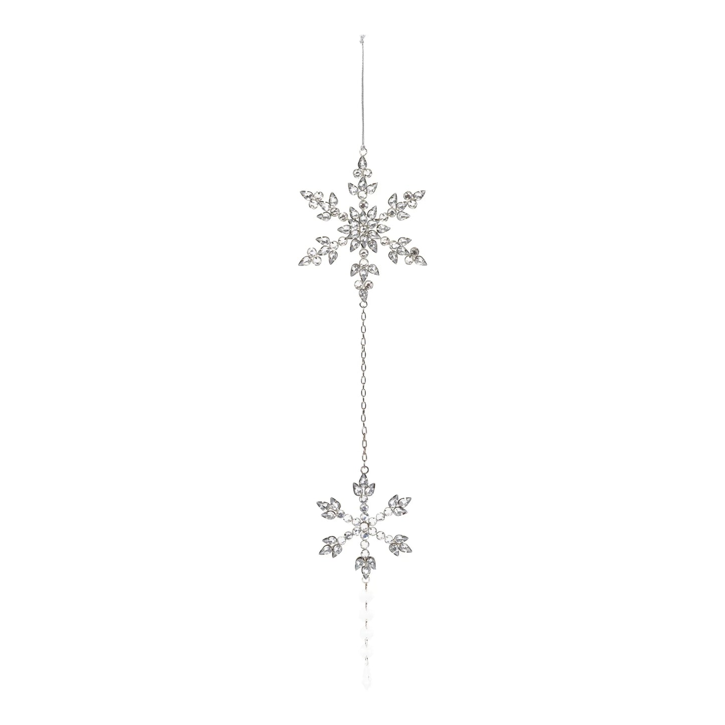 Jeweled Metal Snowflake Drop Ornament