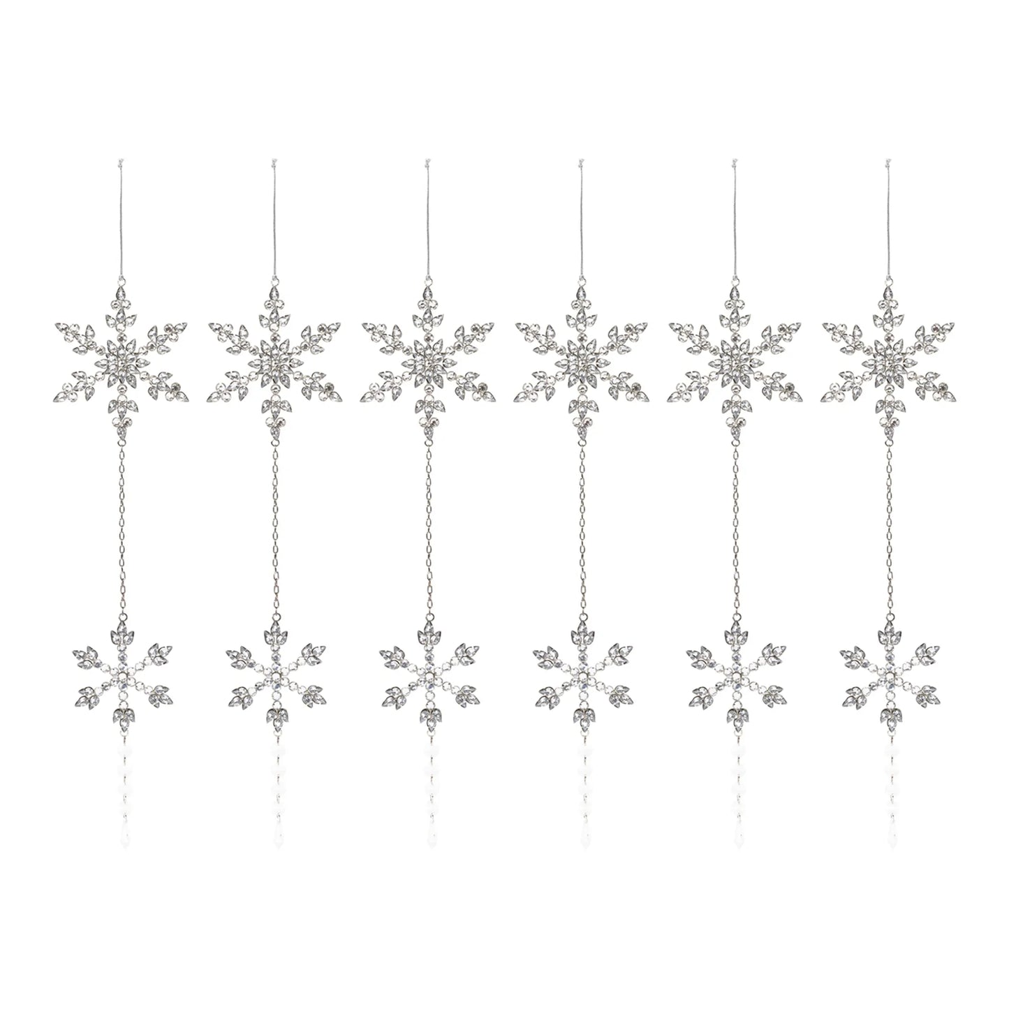 Jeweled Metal Snowflake Drop Ornament