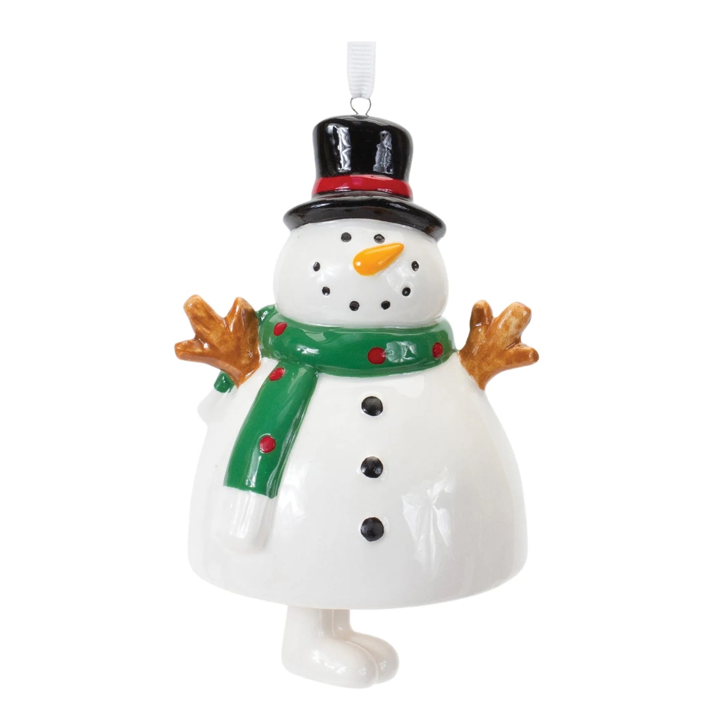 Ceramic Snowman Bell Ornament