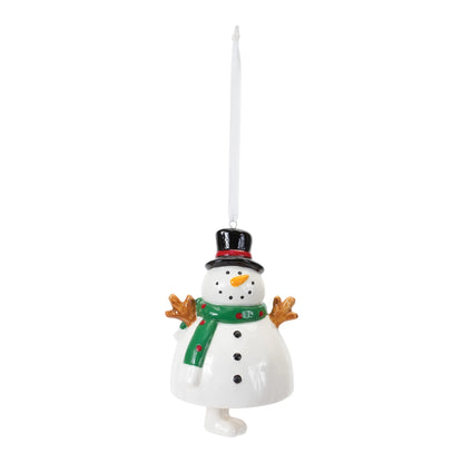 Ceramic Snowman Bell Ornament