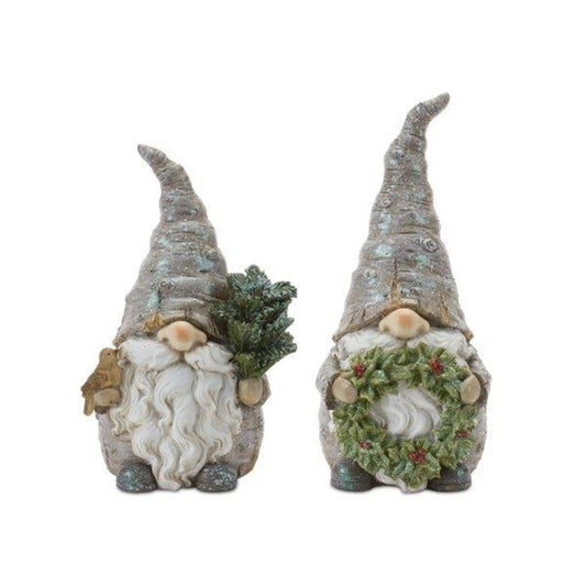 Pine Tree Trunk Gnome with Wreath Accent