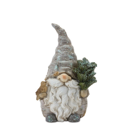 Pine Tree Trunk Gnome with Wreath Accent