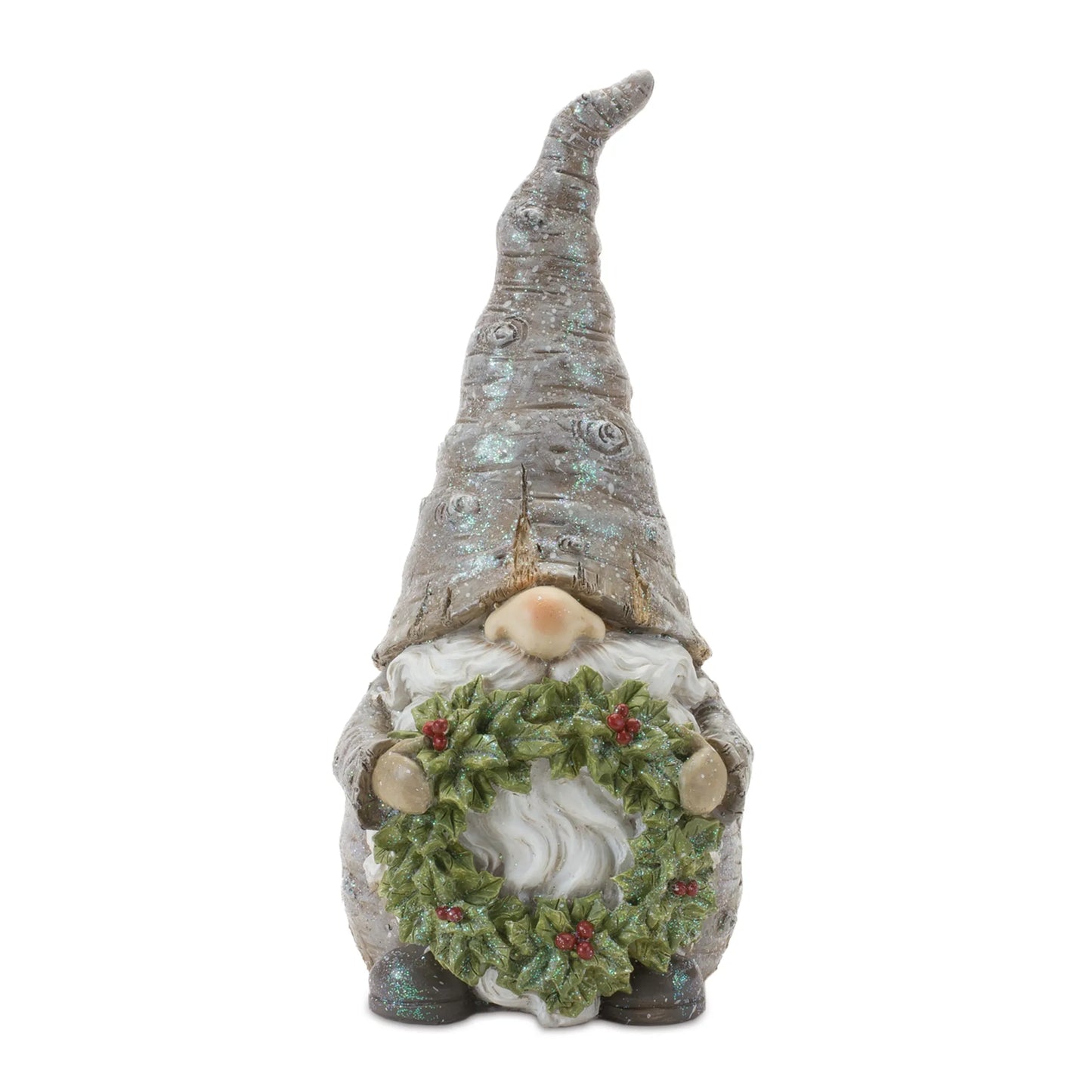 Pine Tree Trunk Gnome with Wreath Accent