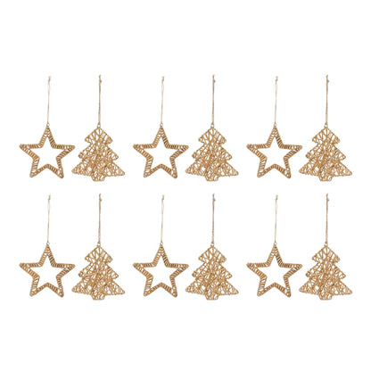 Woven Rattan Star and Tree Ornament