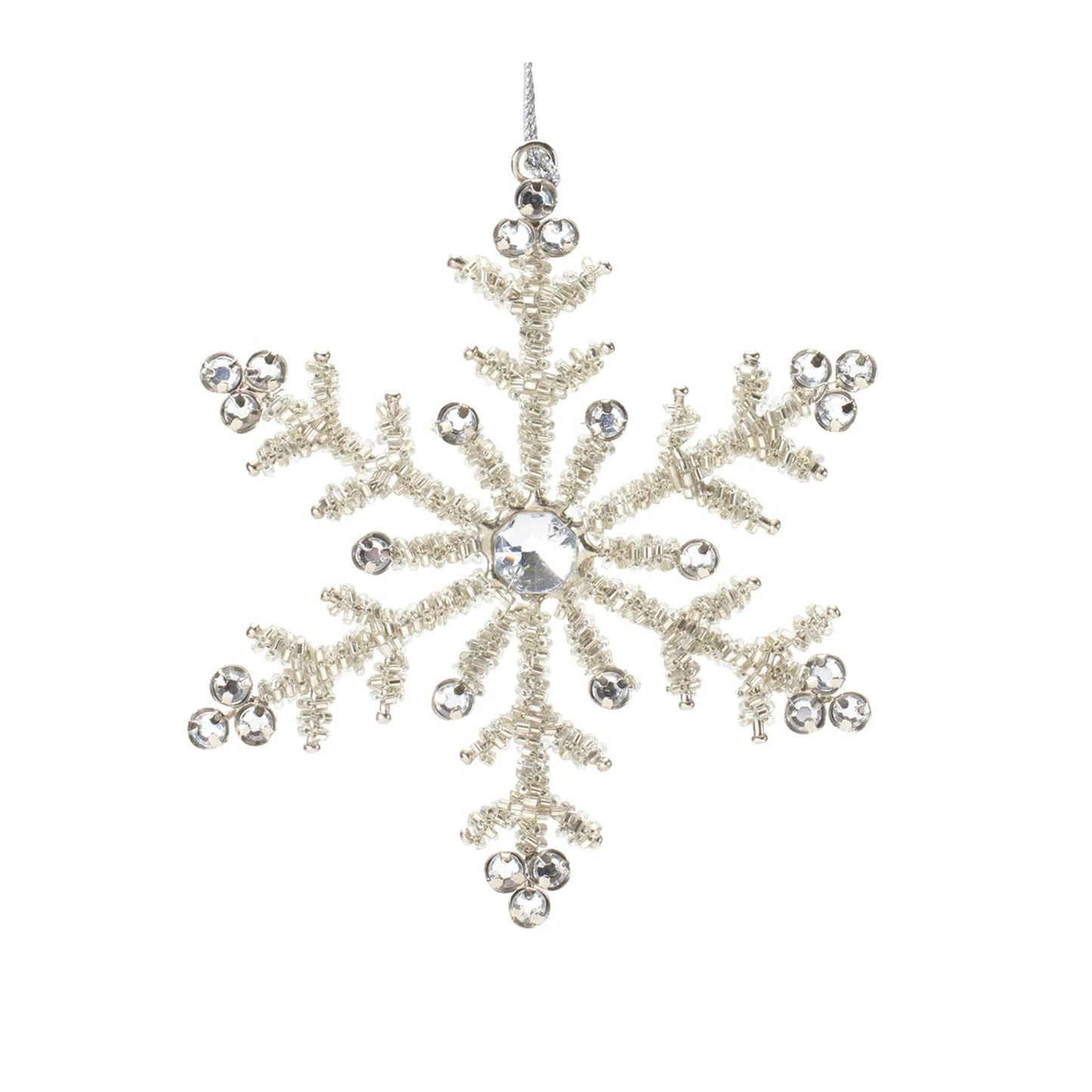 Jeweled Metal Snowflake Ornament  - Pack Of: Set of 12 | Materials: Iron; glass | Décor  style: Glam