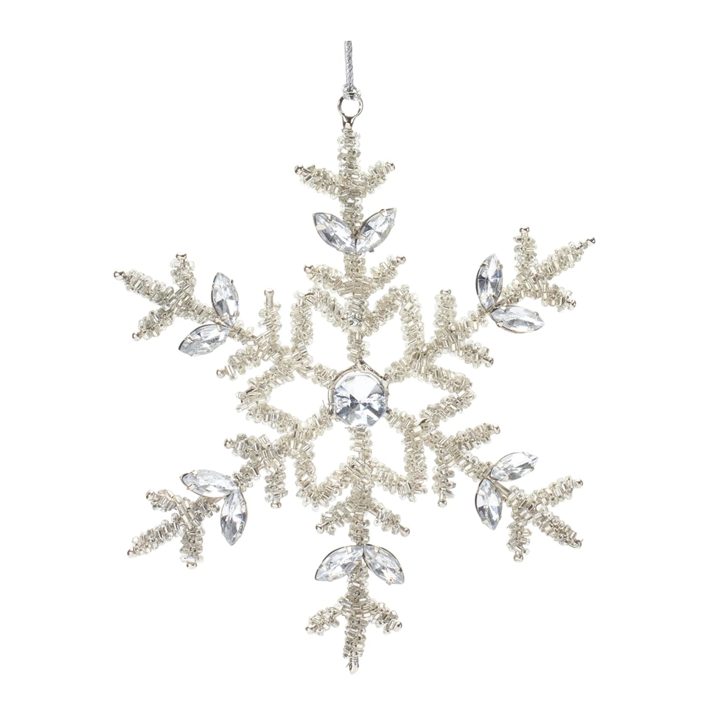 Jeweled Metal Snowflake Ornament  - Pack Of: Set of 12 | Materials: Iron; glass | Décor  style: Glam