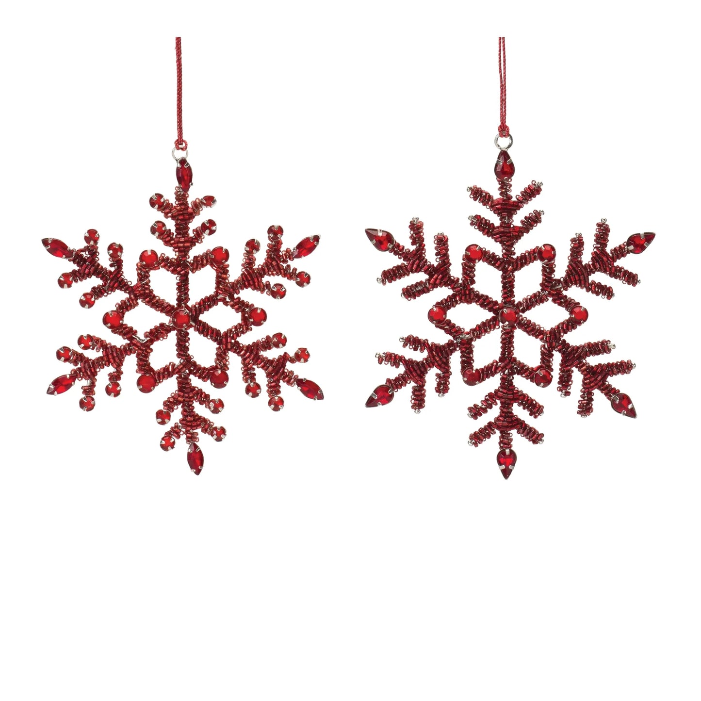 Jeweled Metal Snowflake Ornament  - Pack Of: Set of 12 | Materials: Iron; glass | Décor  style: Glam