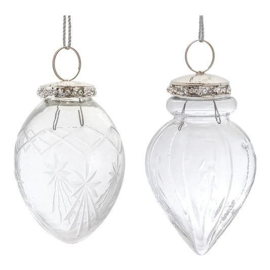 Etched Glass Teardrop Ornament