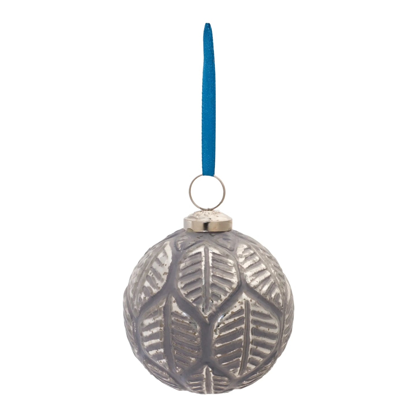 Etched Leaf Glass Ball Ornament