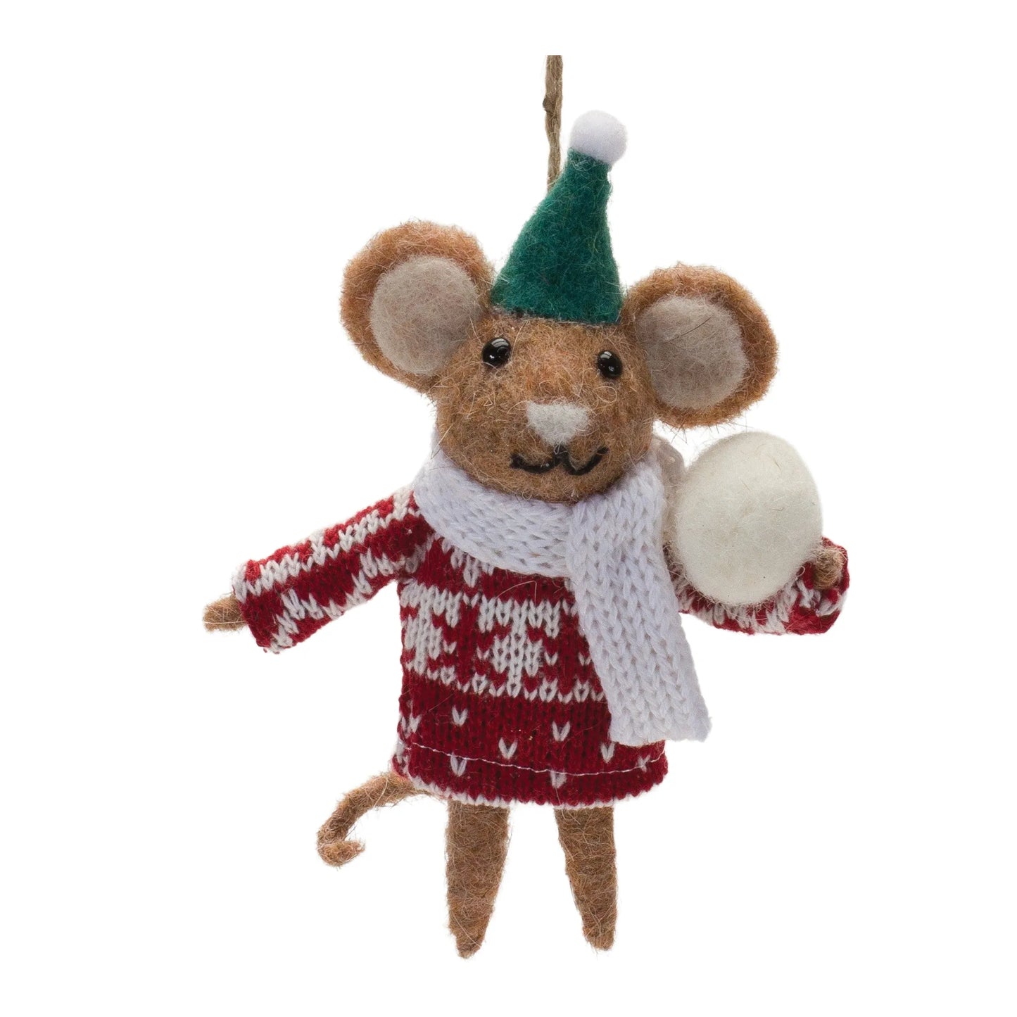 Wool Mouse with Sweater Ornament