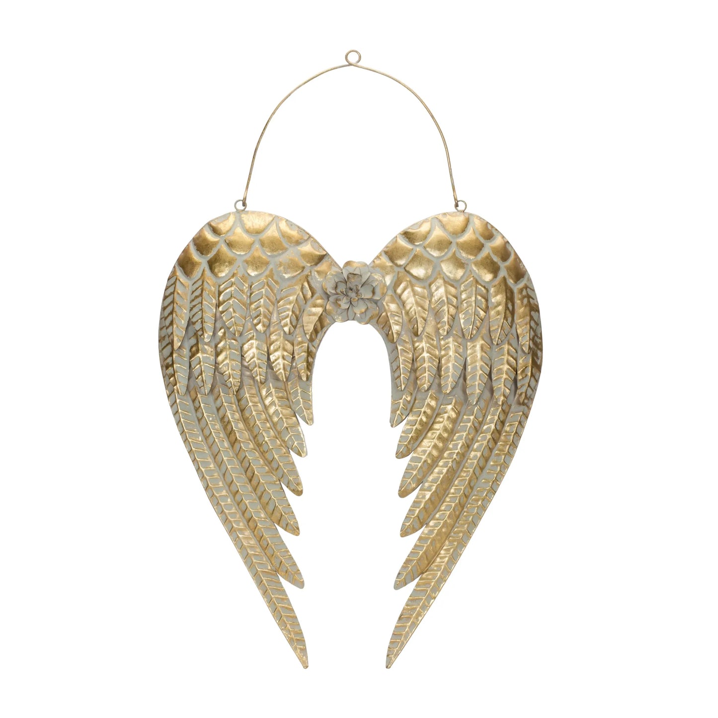 Brushed Metal Angel Wings Ornament