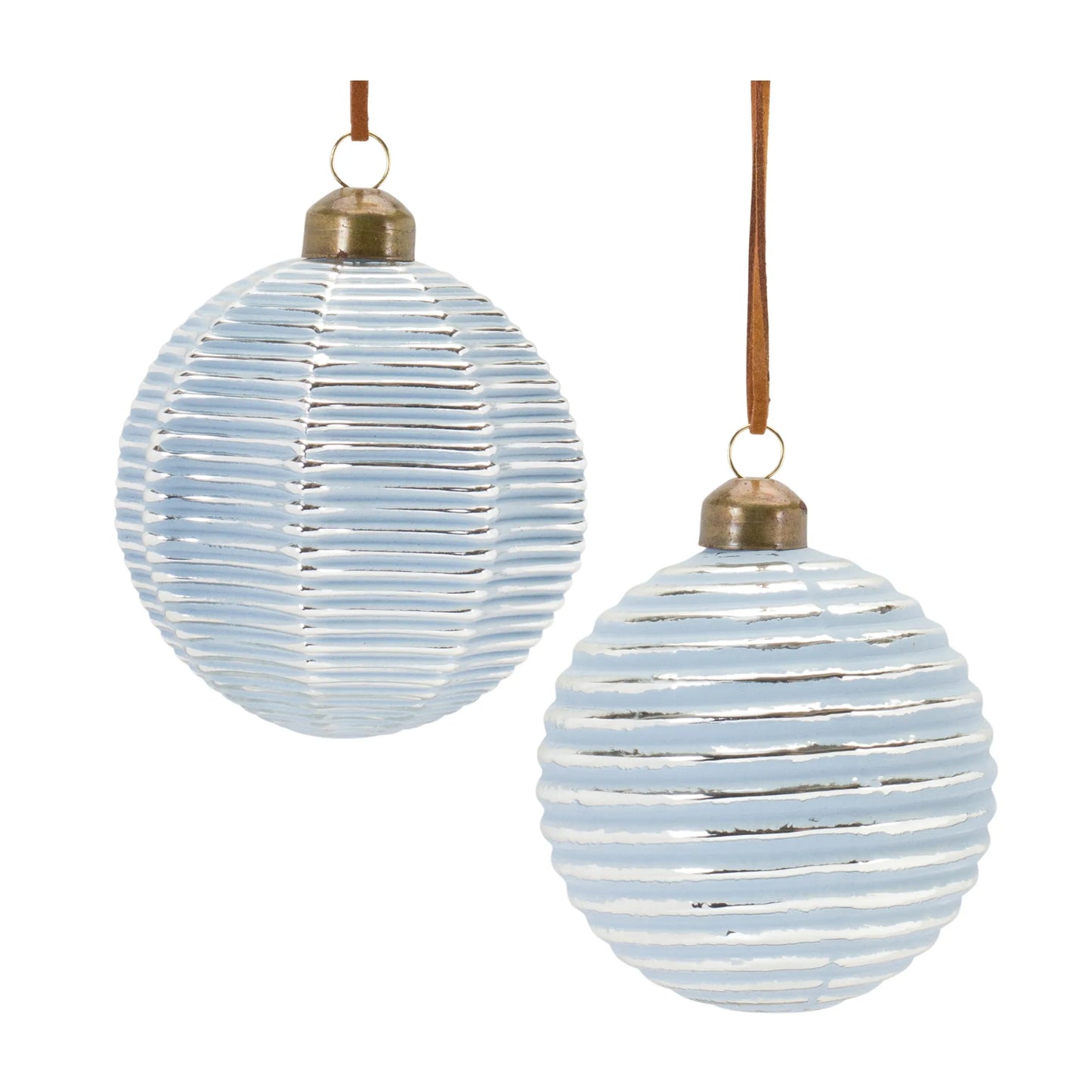 Ribbed Glass Ornament  - Pack Of: Set of 12 | Materials: Glass | Décor  style: Modern