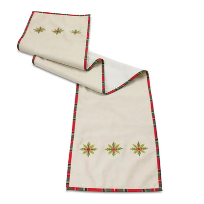 Embroidered Snowflake Table Runner  - Pack Of: 1 unit | Materials: Polyester