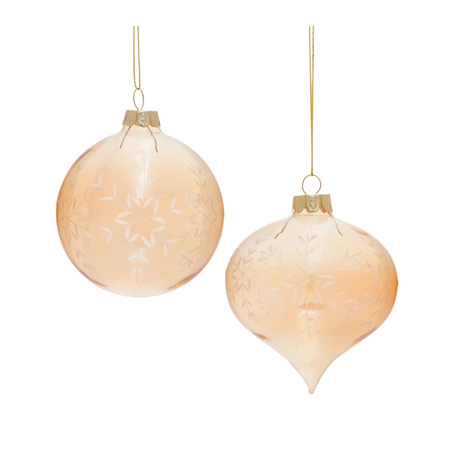 Snowflake Etched Glass Ornament  - Pack Of: Set of 12 | Materials: Glass | Décor  style: Modern