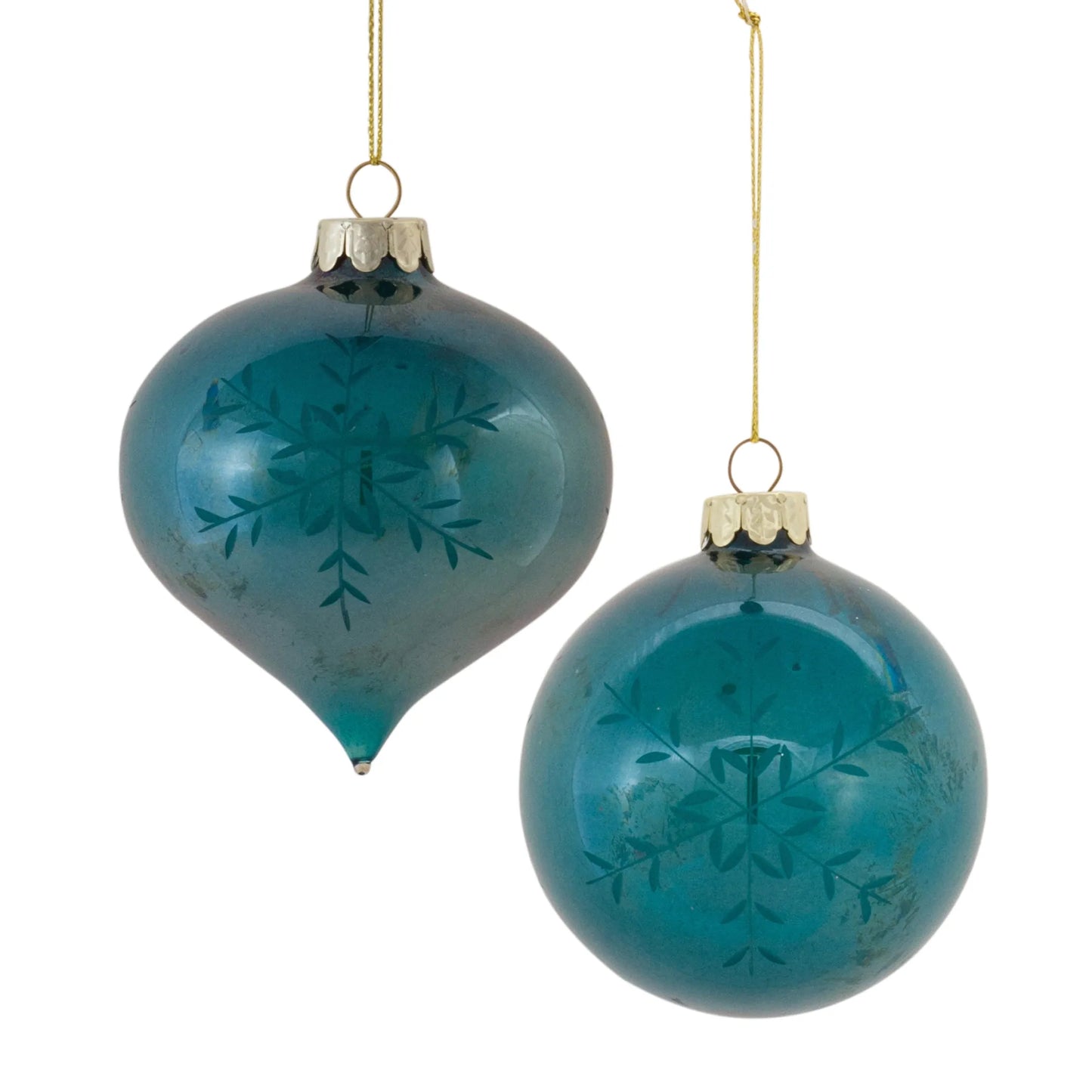 Snowflake Etched Glass Ornament  - Pack Of: Set of 12 | Materials: Glass | Décor  style: Modern