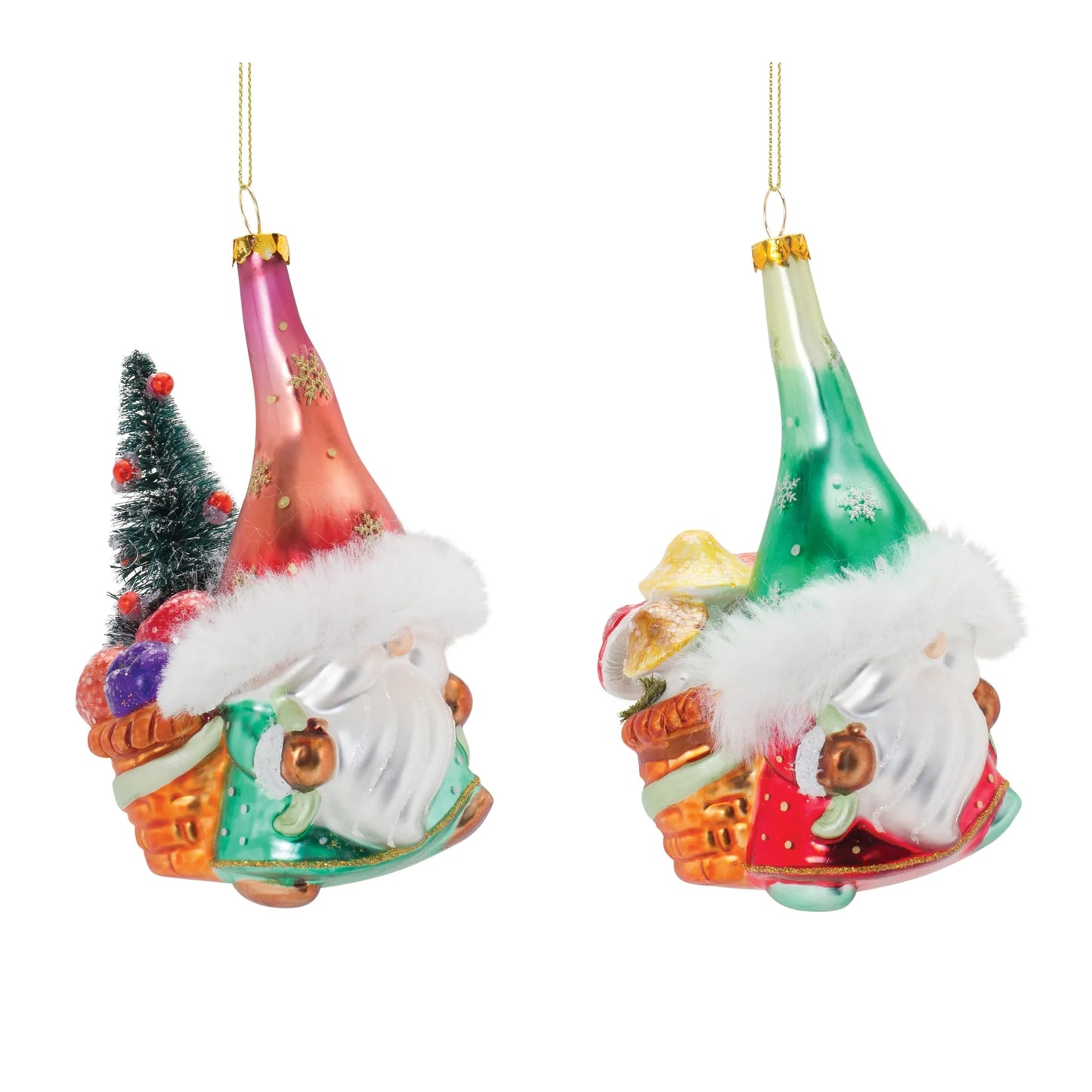 Glass Santa Gnome Ornament