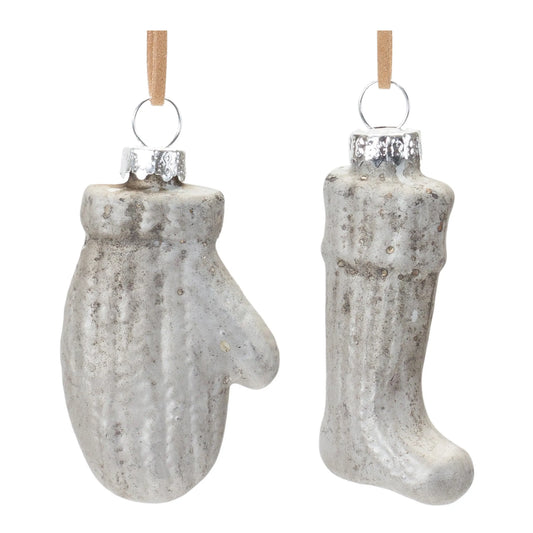 Glass Mitten and Stocking Ornament