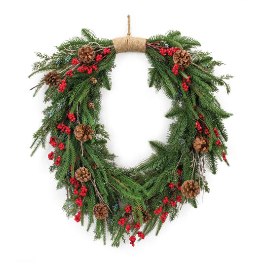 Mixed Pine Cone Berry Wreath