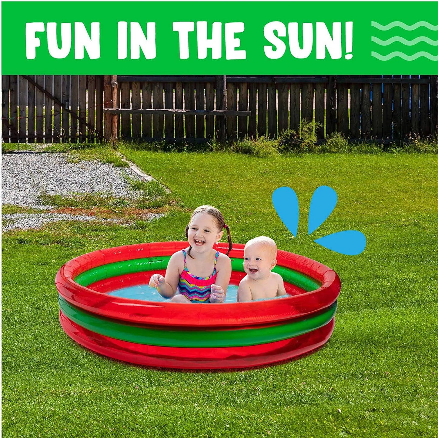 3-Ring Inflatable Pool Watermelon Style