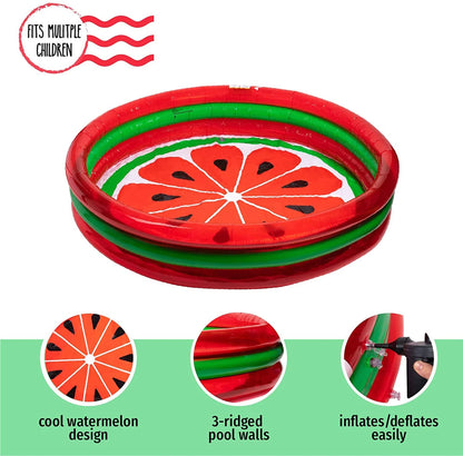 3-Ring Inflatable Pool Watermelon Style