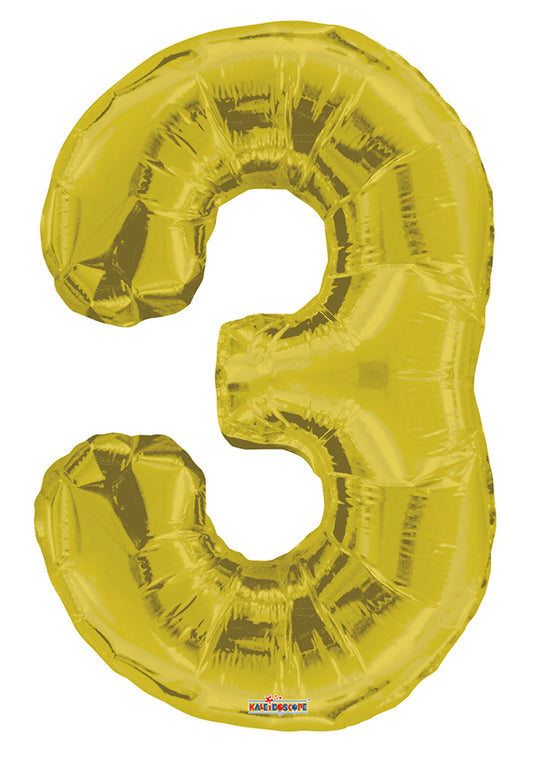 Gold #3 Mylar Balloon