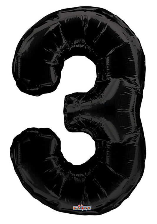 Black #3 Mylar Balloon