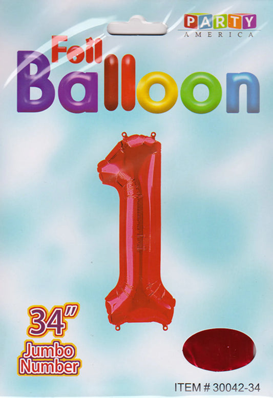 Red #1 Mylar Balloon