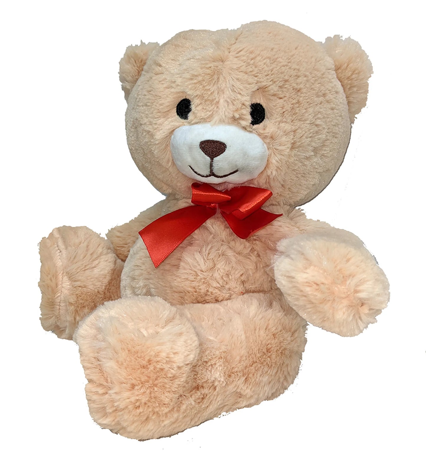 Plush Tan Teddy Bear with Ribbon