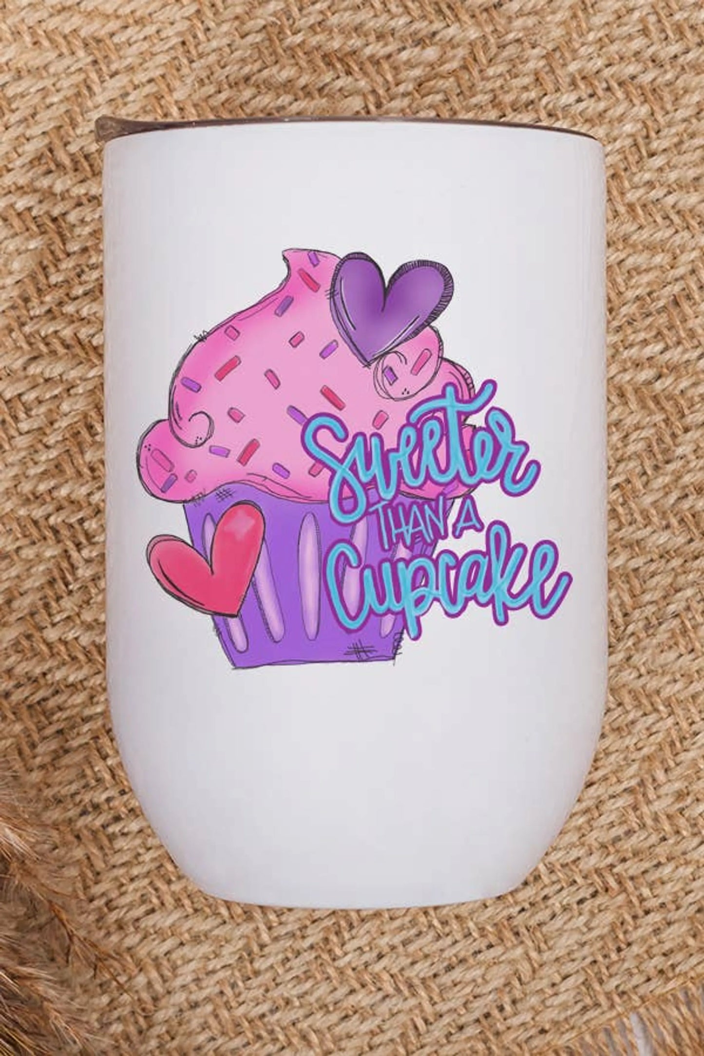 Valentine's Day Sweeter Than a Cupcake Wine Cup Tumbler