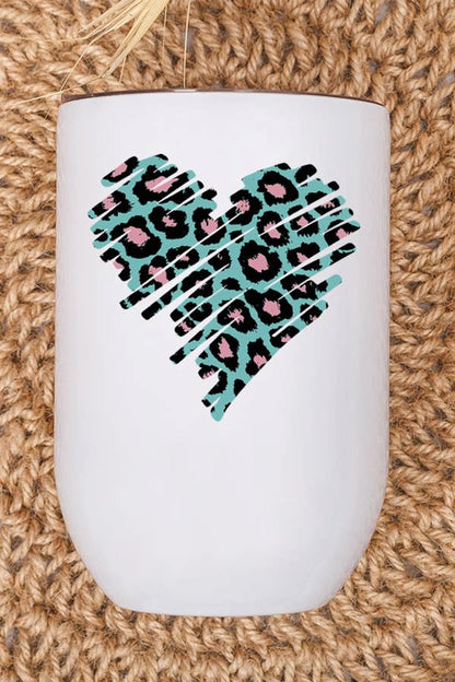 Valentine's Day Wine Cup Teal Pink Heart Tumbler Gift