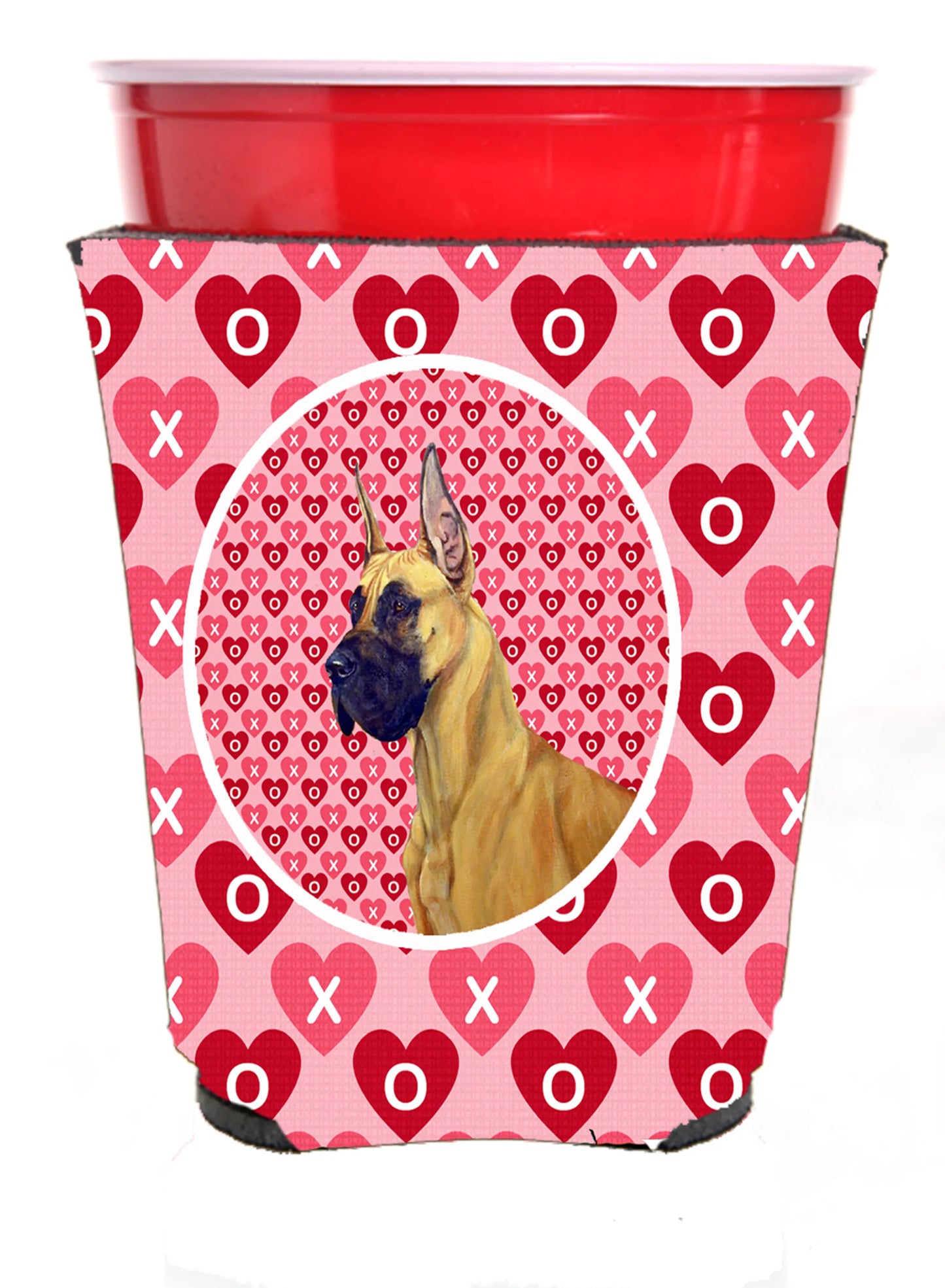 Hearts Love and Valentine's Day Portrait Design with Dog Red Solo Cup Hugger