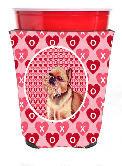 Hearts Love and Valentine's Day Portrait Design with Dog Red Solo Cup Hugger