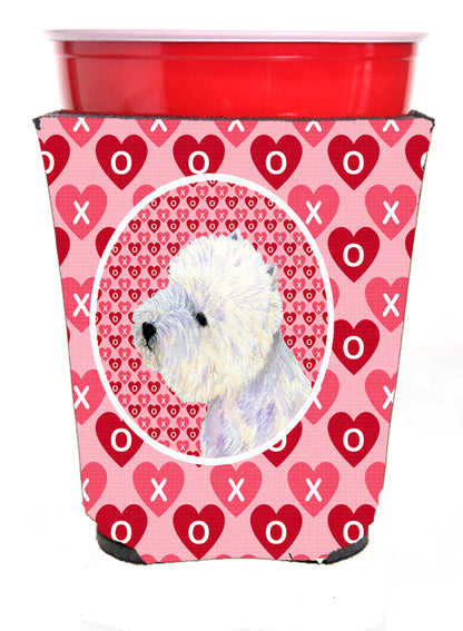 Hearts Love and Valentine's Day Portrait Design with Dog Red Solo Cup Hugger