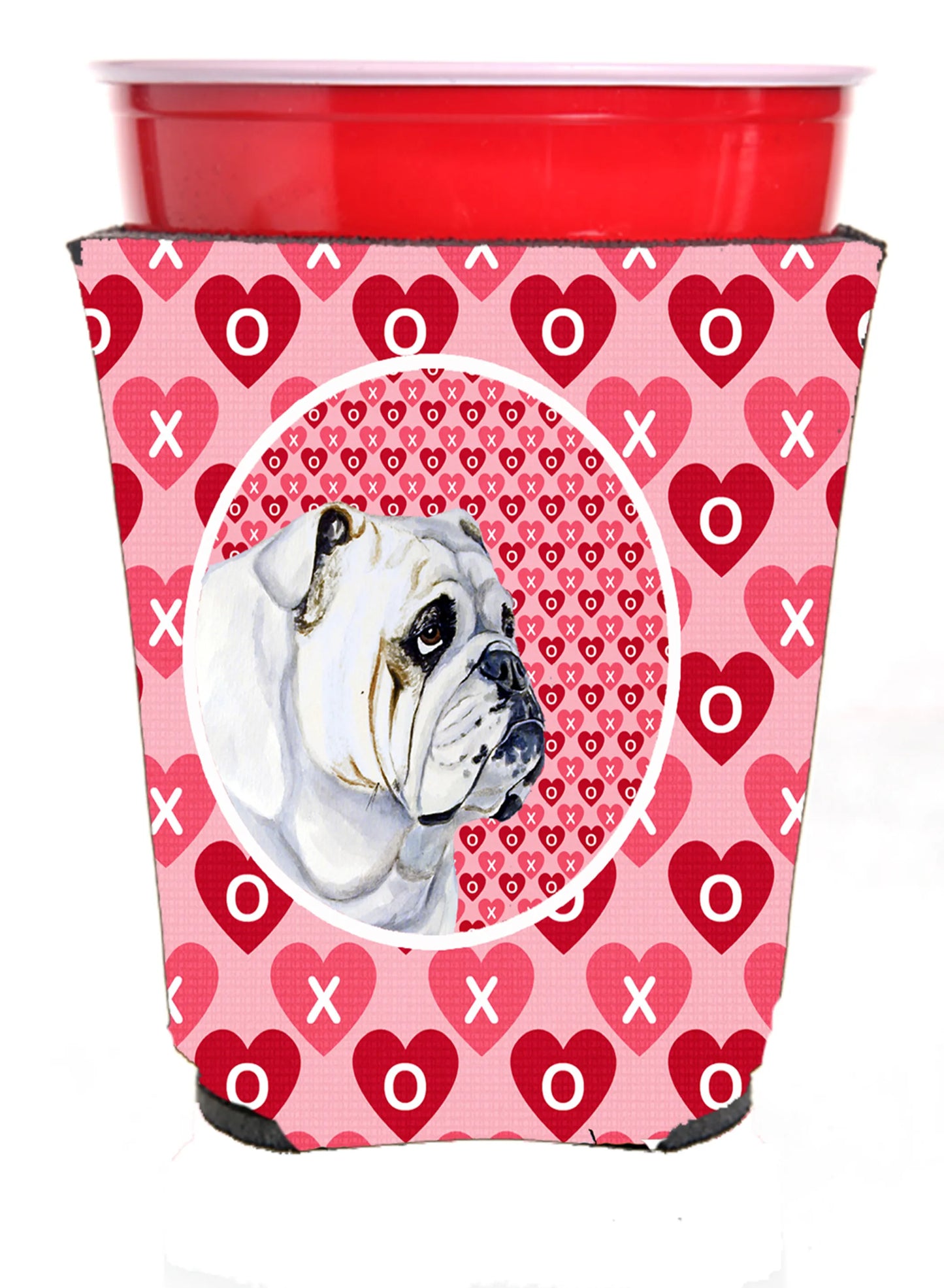 Hearts Love and Valentine's Day Portrait Design with Dog Red Solo Cup Hugger