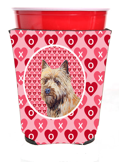 Hearts Love and Valentine's Day Portrait Design with Dog Red Solo Cup Hugger