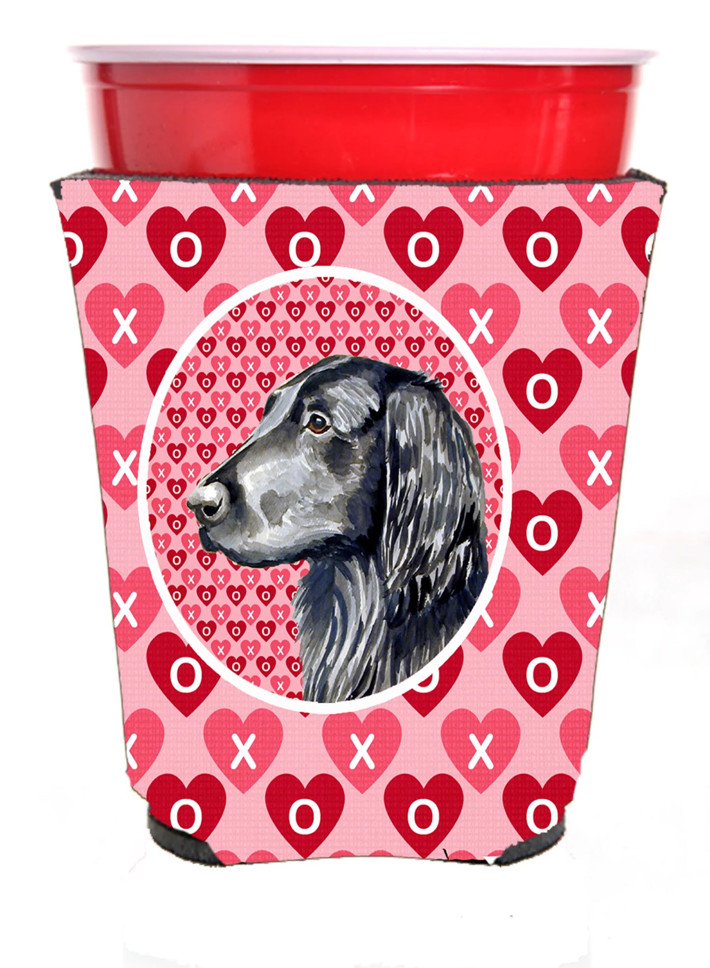 Hearts Love and Valentine's Day Portrait Design with Dog Red Solo Cup Hugger