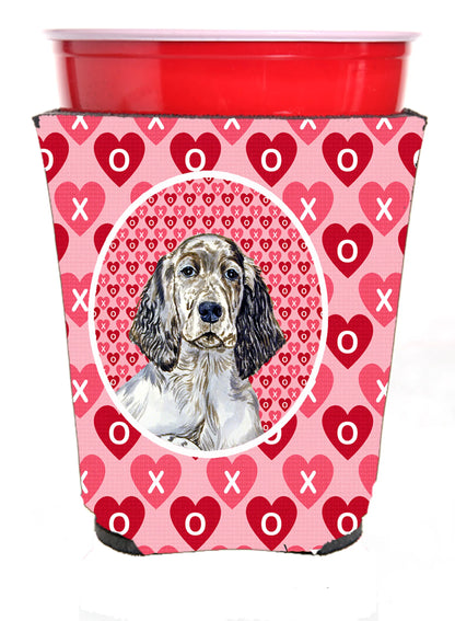 Hearts Love and Valentine's Day Portrait Design with Dog Red Solo Cup Hugger