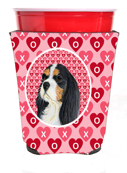 Hearts Love and Valentine's Day Portrait Design with Dog Red Solo Cup Hugger