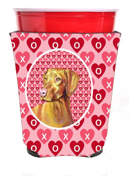 Hearts Love and Valentine's Day Portrait Design with Dog Red Solo Cup Hugger