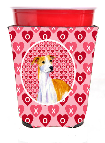 Hearts Love and Valentine's Day Portrait Design with Dog Red Solo Cup Hugger