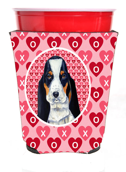 Hearts Love and Valentine's Day Portrait Design with Dog Red Solo Cup Hugger