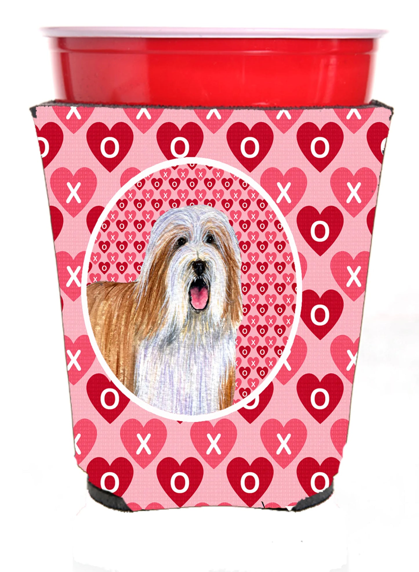 Hearts Love and Valentine's Day Portrait Design with Dog Red Solo Cup Hugger