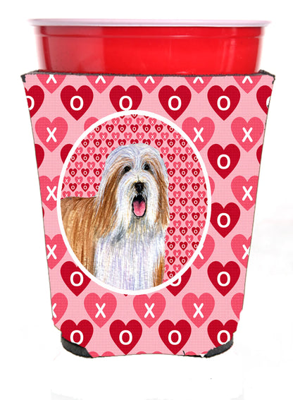 Hearts Love and Valentine's Day Portrait Design with Dog Red Solo Cup Hugger