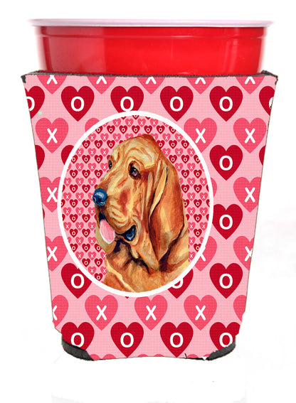 Hearts Love and Valentine's Day Portrait Design with Dog Red Solo Cup Hugger