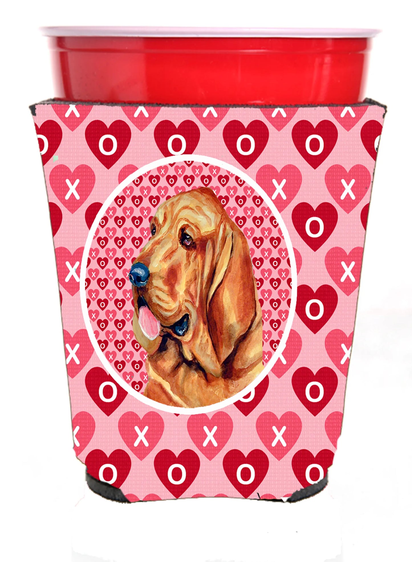 Hearts Love and Valentine's Day Portrait Design with Dog Red Solo Cup Hugger