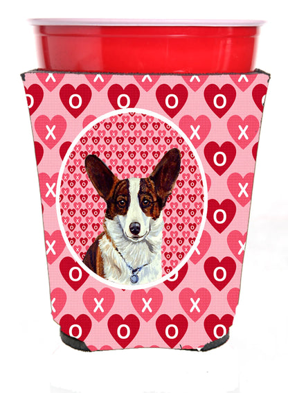 Hearts Love and Valentine's Day Portrait Design with Dog Red Solo Cup Hugger