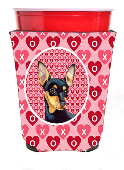 Hearts Love and Valentine's Day Portrait Design with Dog Red Solo Cup Hugger