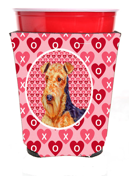 Hearts Love and Valentine's Day Portrait Design with Dog Red Solo Cup Hugger