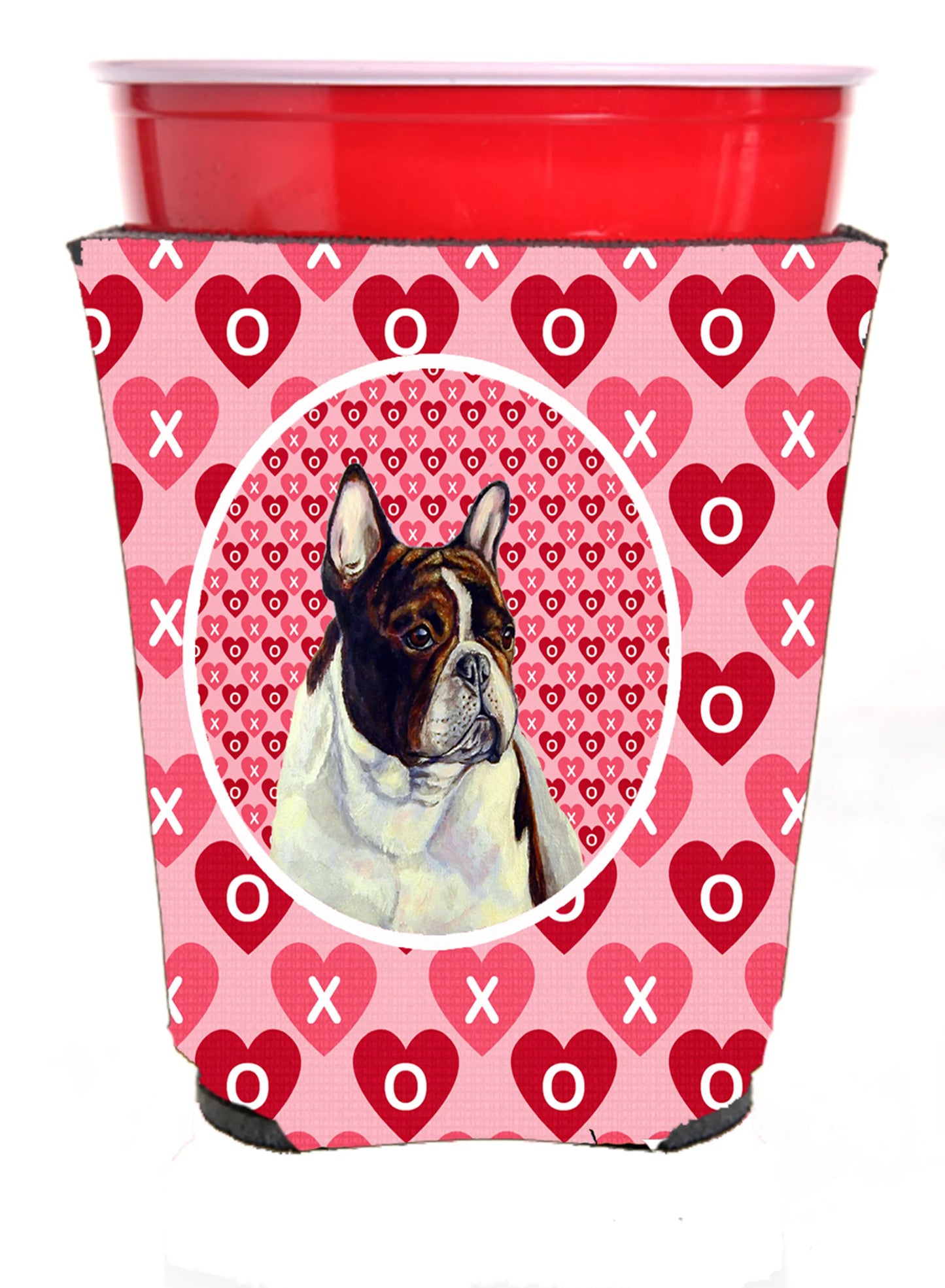 Hearts Love and Valentine's Day Portrait Design with Dog Red Solo Cup Hugger